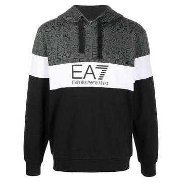 graphic-print panelled hoodie