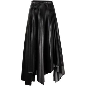 pleated handkerchief-hem skirt