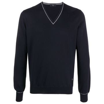 contrast piping virgin wool jumper