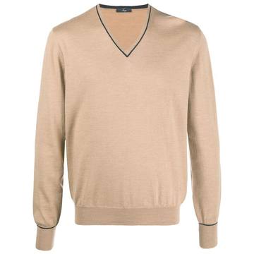 contrast piping virgin wool jumper