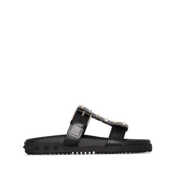 Rockstud 皮质凉鞋