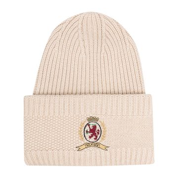 ribbed-knit embroidered beanie