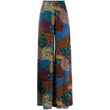 wide-leg pattern trousers