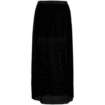 grid-pattern midi skirt