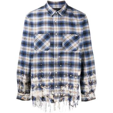 frayed detail checked shirt