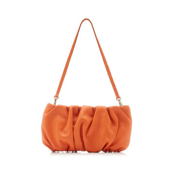 Bean Ruched Leather Shoulder Bag