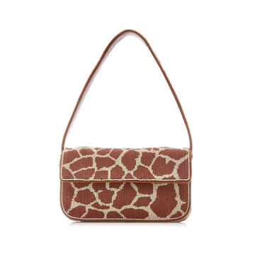 Tommy Giraffe Print Beaded Shoulder Bag