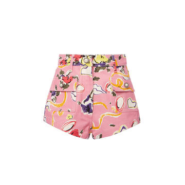 Floral Gabardine Hot Shorts