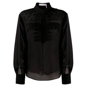 raschel lace-yoke blouse