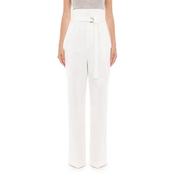 Belted High-Rise Straight-Leg Pants