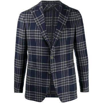 checked single-breasted blazer