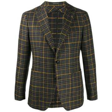 checked single-breasted blazer