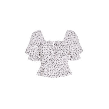 Loviana Floral-Print Cotton Poplin Top