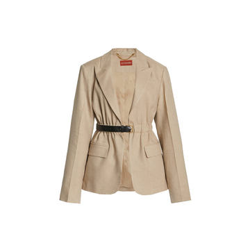 Lilium Linen-Blend Belted Blazer