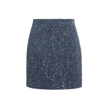 Checked Boucle-Tweed Mini Skirt