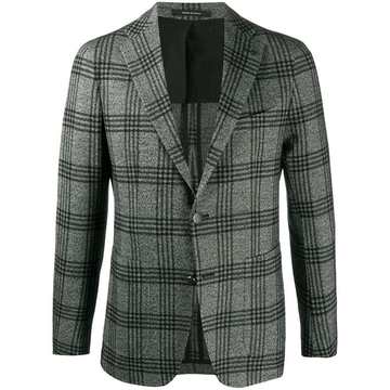 checked single-breasted blazer