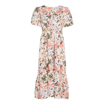 Il Riso Floral-Print Linen Midi Dress