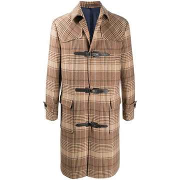 houndstooth check duffle coat