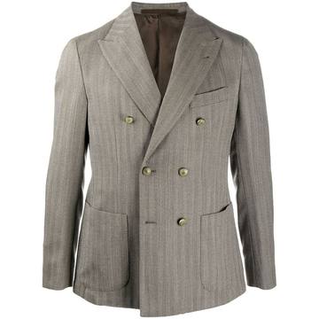 herringbone double-breasted blazer