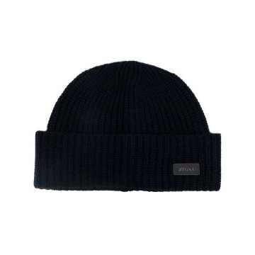 ribbed knit cashmere beanie
