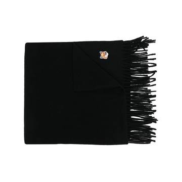 embroidered logo fringed scarf