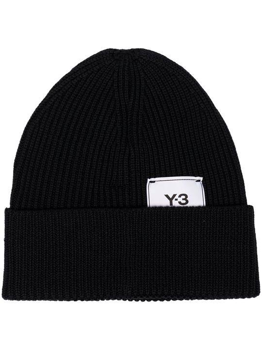 logo ribbed knit beanie hat展示图