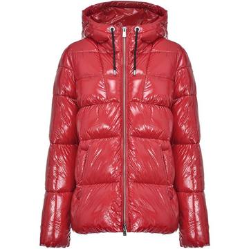 quilted high-shine coat