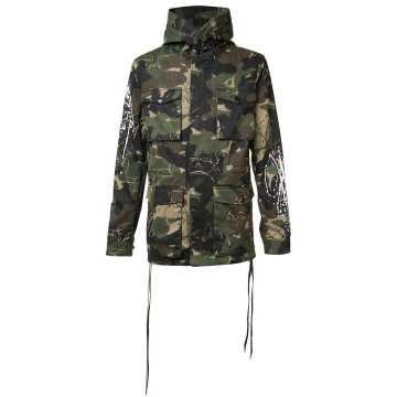 camouflage print coat