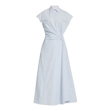 Cap Sleeve Striped Cotton Side-Knot Dress