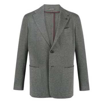 herringbone single-breasted blazer