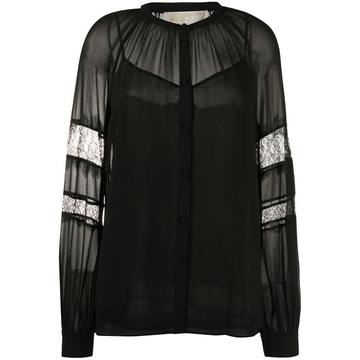 lace-panelled chiffon blouse