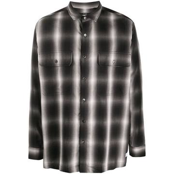 faded check print shirt