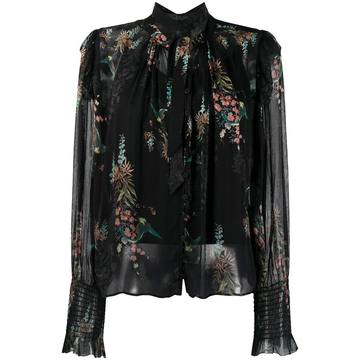 layered sheer floral print blouse