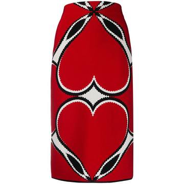 knitted heart print skirt