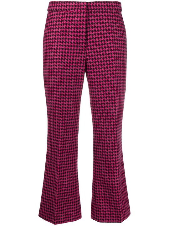 cropped kick-flare houndstooth trousers展示图