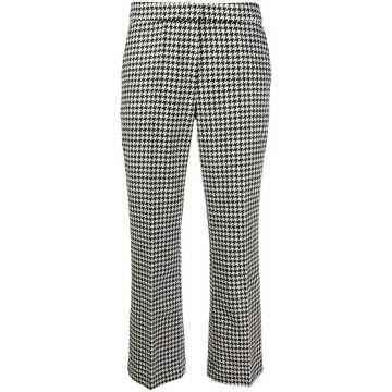 cropped kick-flare houndstooth trousers