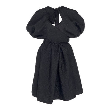 Abigaile Textured Crepe Puff Sleeve Dress