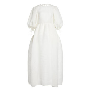 Lola Puffed-Sleeve Cotton-Blend Dress