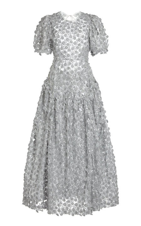 Liza Embroidered Metallic Midi Dress展示图