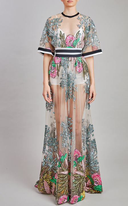 Embroidered Tulle Maxi Dress展示图