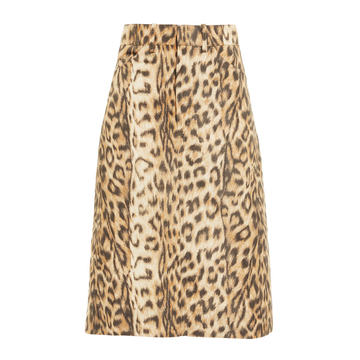 Leopard-Print Taffeta A-Line Skirt