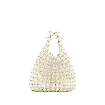 faux-pearl crystal embellished handbag