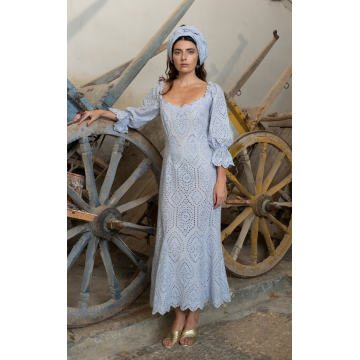 Bell Sleeve Broderie-Cotton Dress