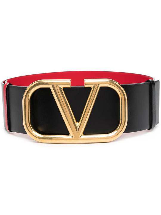 VLOGO Signature buckle leather belt展示图