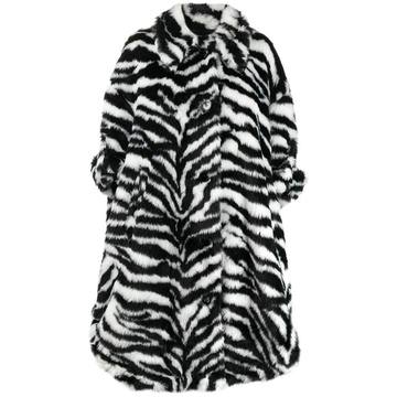 oversized zebra high-low coat