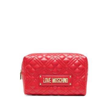 quilted logo plaque clutch