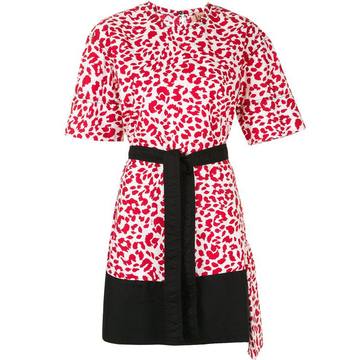 leopard-print belted T-shirt dress