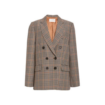 Checked Wool-Blend Double-Breasted Blazer