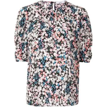 floral-print silk blouse