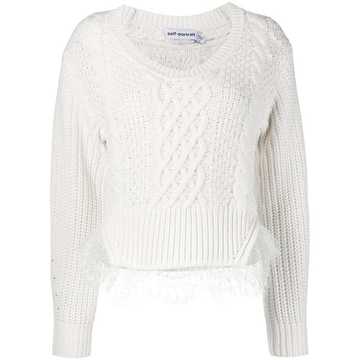 lace-hem cable knit sweater